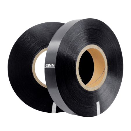 Текстильная лента, сатин (PS773C Black satin) 30мм х 200м, чёрный